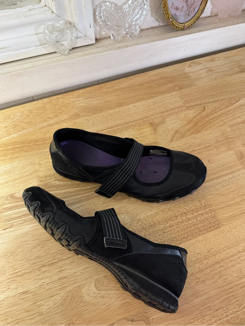 Skechers Bikers Mary Jane Ballet Flats Black Comfort Shoes Women’s 8.5 Y2K Indie